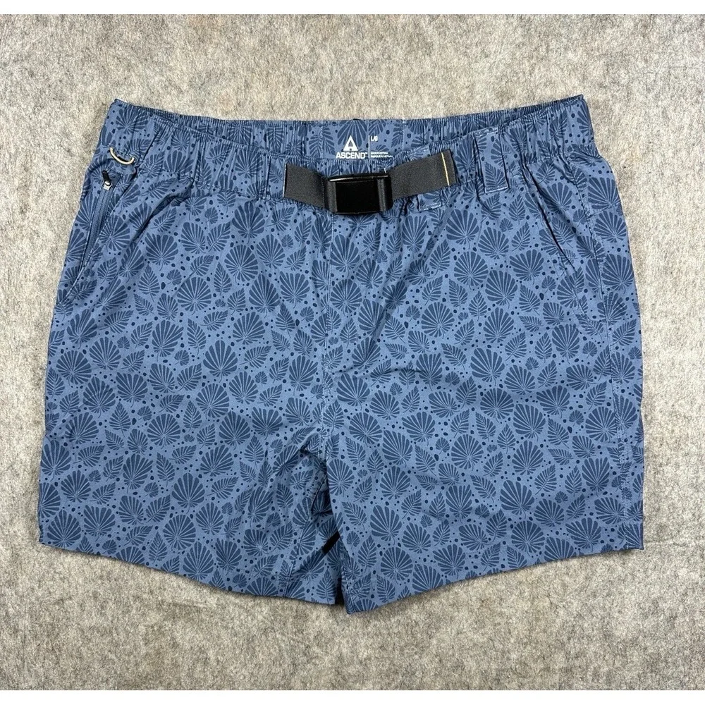Ascend‎ Bass Pro Shops Shorts Mens Large Blue Shell Print Belted Hiking
